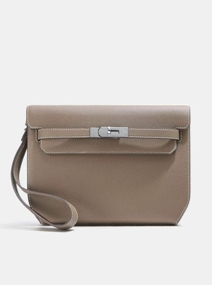 Sac Pochette Cuir Homme Moka Intense - Instant Gentleman - Instant Cuir